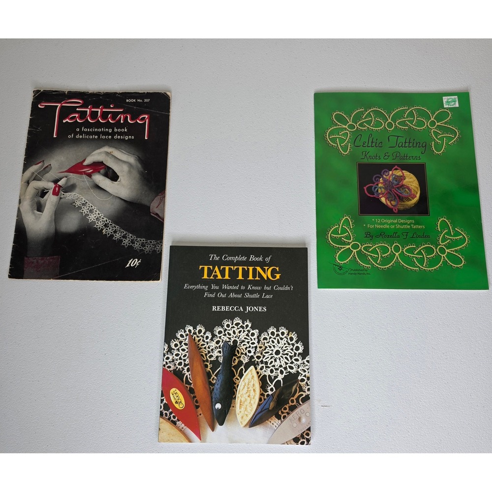 Mixed Tatting Pattern Book Lot 3pc One Vintage 1944 Celtic Knots Needlework